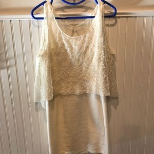 White body con dress with lace overlay